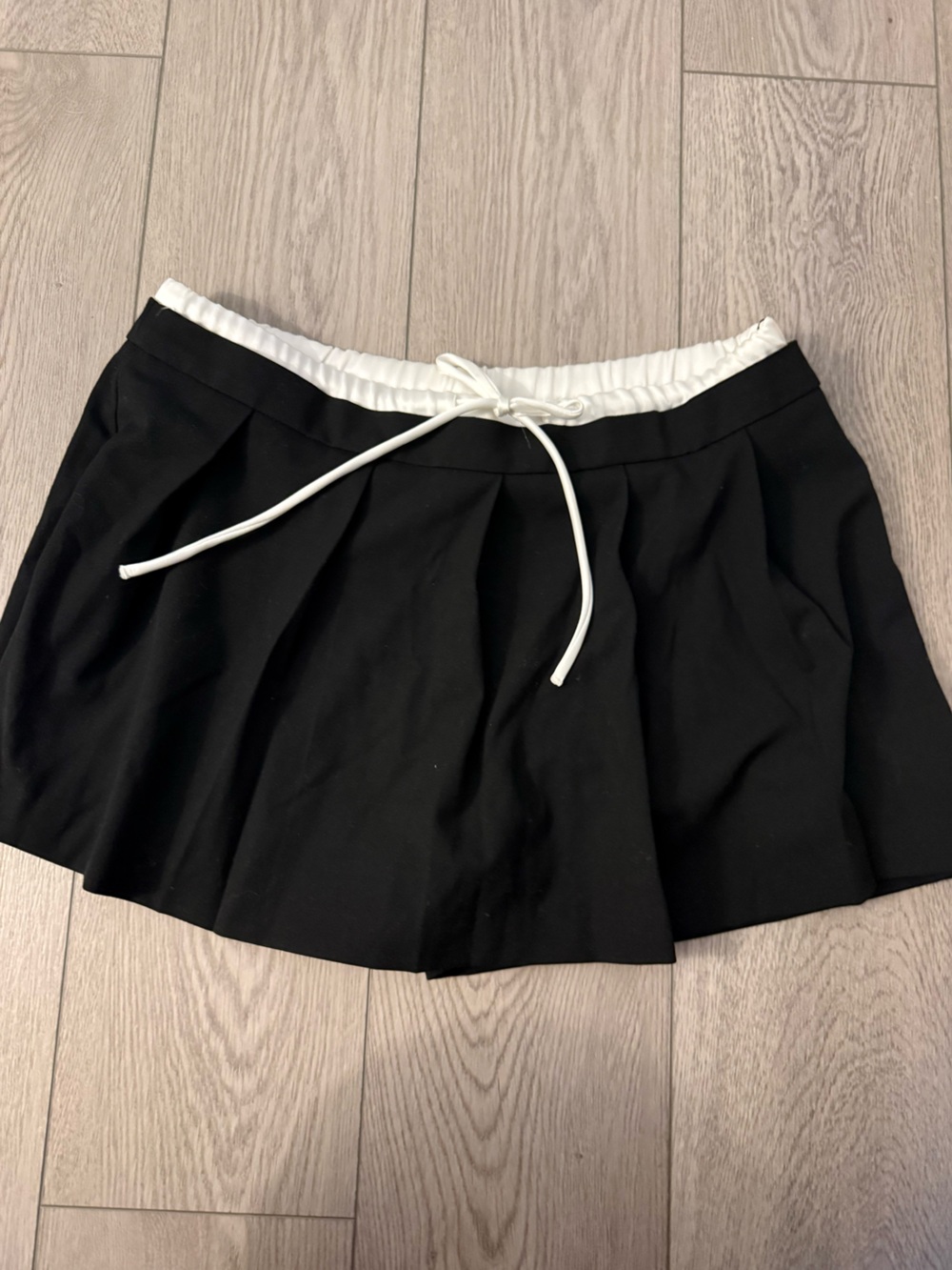 Zara Black Skort with White Drawstring Waist